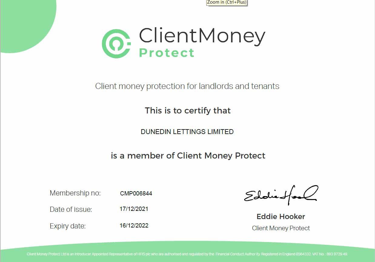 Client Money Protect Certificate 2022